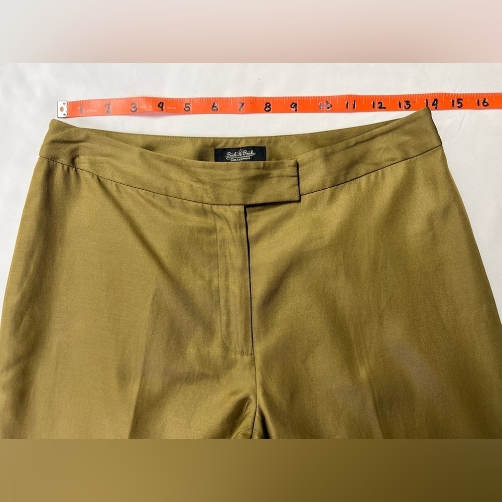 PECK & PECK Bronze‎ brown Silk & Cotton Capri pants size 2. - Picture 8 of 11